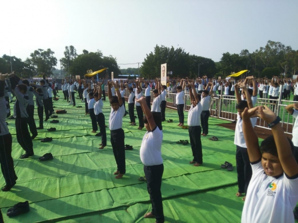 Boarders participate in the International Yoga Day celebrations